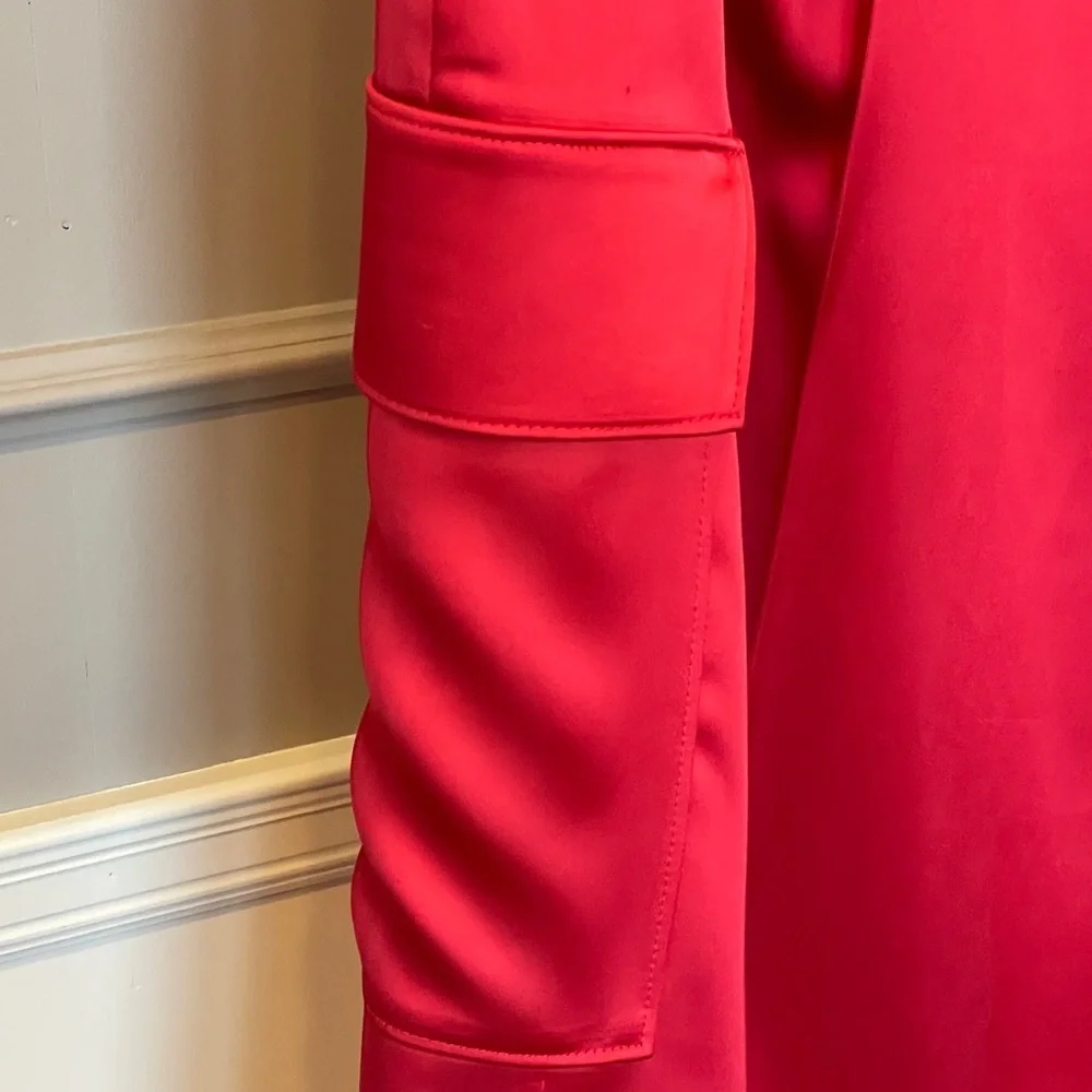 Alex Marie NWT 18 Sandra Cargo Crimson Red Wide Leg Satin Pants $119 Luxe